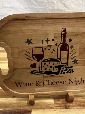 serveringsbricka med motiv Wine & Chesses Night